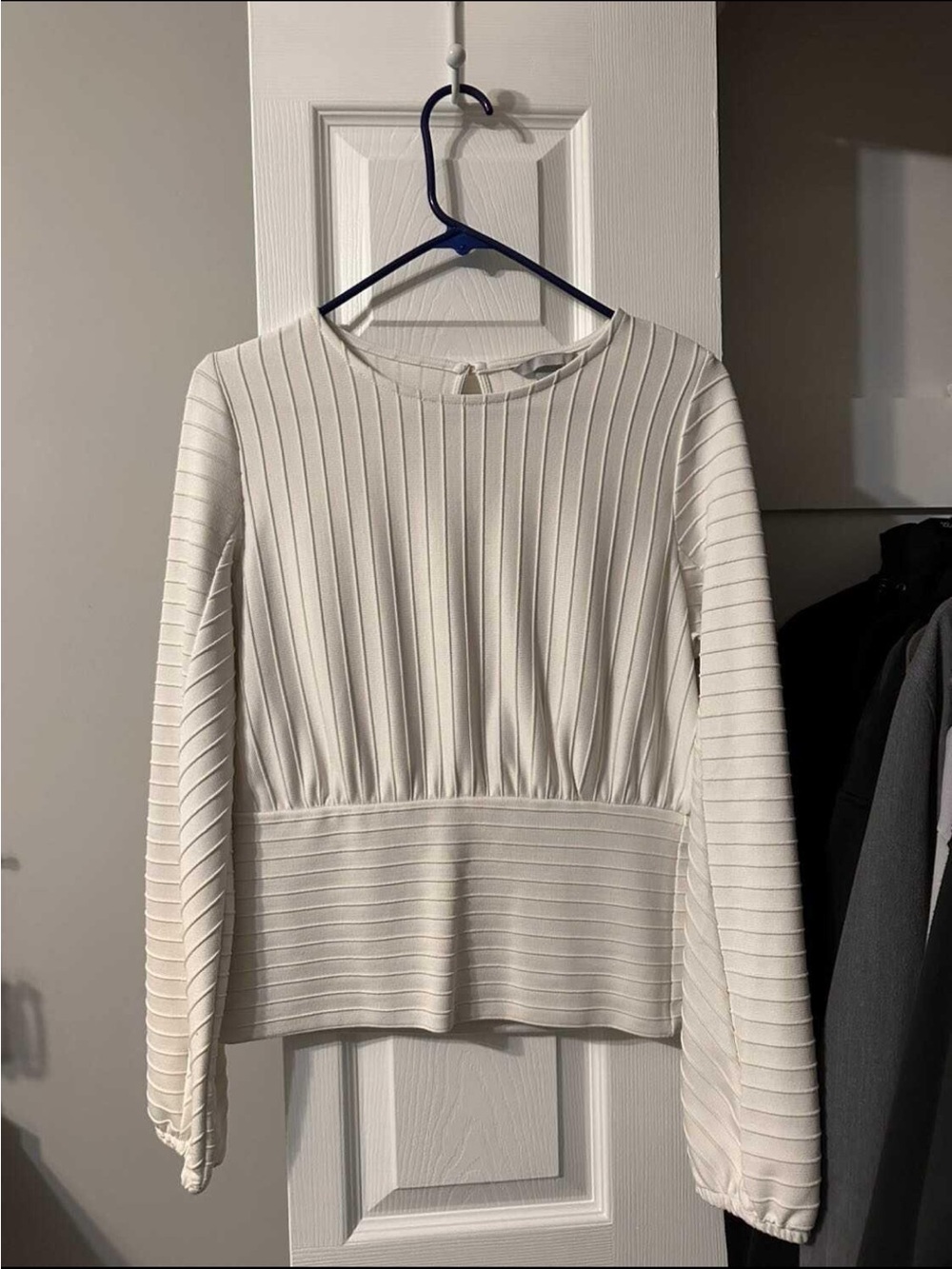 Women's Ribbed Long-Sleeve Peplum Top